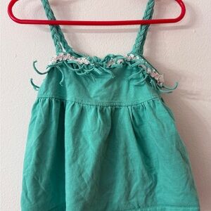 Nannette Teal Braided-Strap Tank Top Girl’s 3T